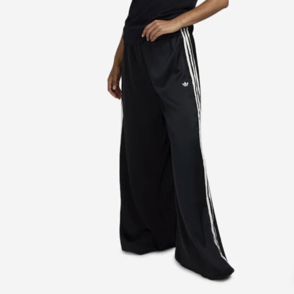adidas Black Satin Women's Wide-Leg Joggers